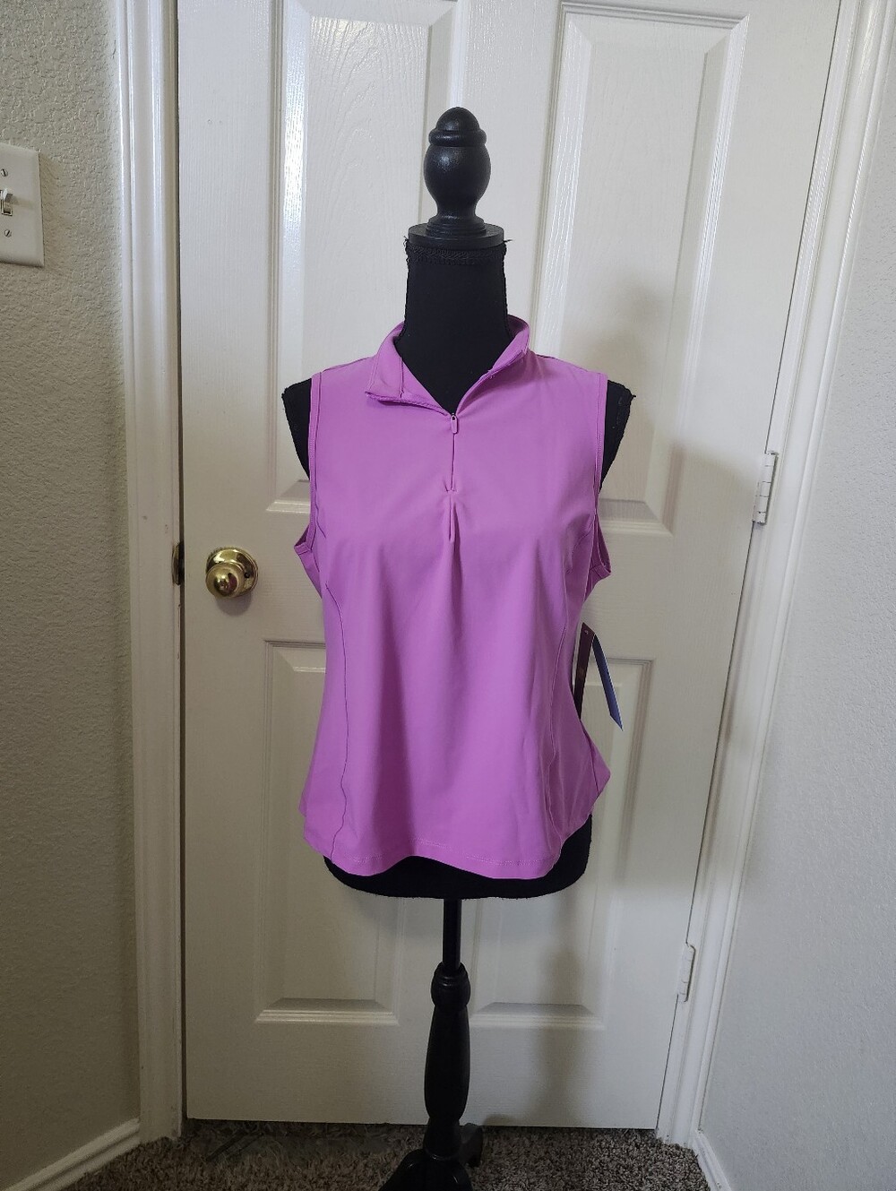 Avia Sleeveless Golf Polo Top - Pink Purple Quarter Zip Sleeveless
